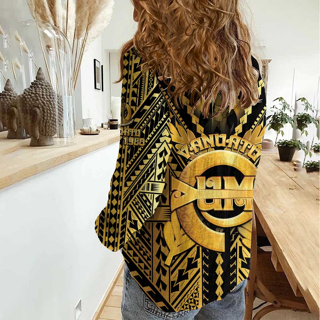 Vanuatu 45th Anniversary Of Independence Women Casual Shirt Gold Style - Polynesian Pride