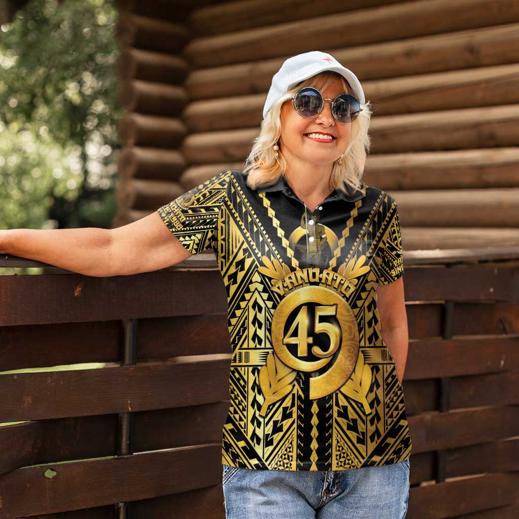 Vanuatu 45th Anniversary Of Independence Women Polo Shirt Gold Style - Polynesian Pride