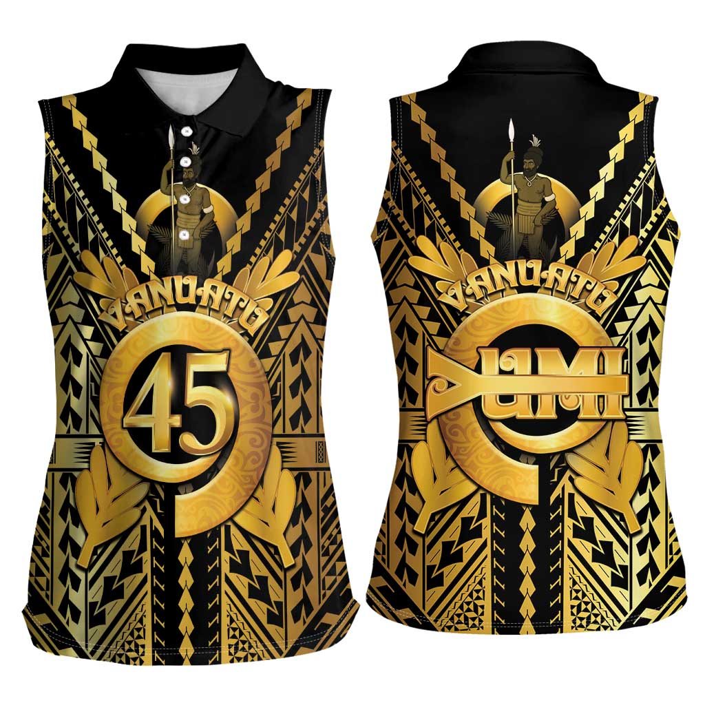 Vanuatu 45th Anniversary Of Independence Women Sleeveless Polo Shirt Gold Style - Polynesian Pride