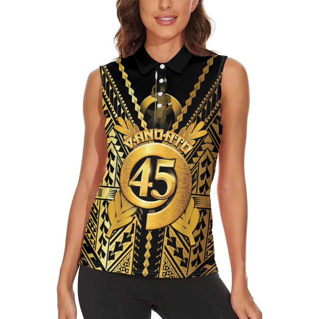 Vanuatu 45th Anniversary Of Independence Women Sleeveless Polo Shirt Gold Style - Polynesian Pride