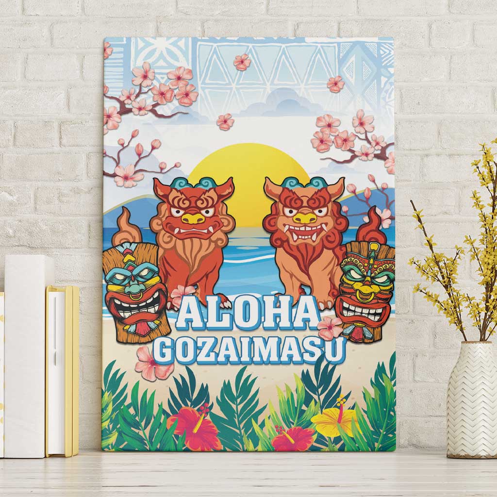 Hawaii And Japan Okinawa Canvas Wall Art Aloha Gozaimasu Tiki With Shisa