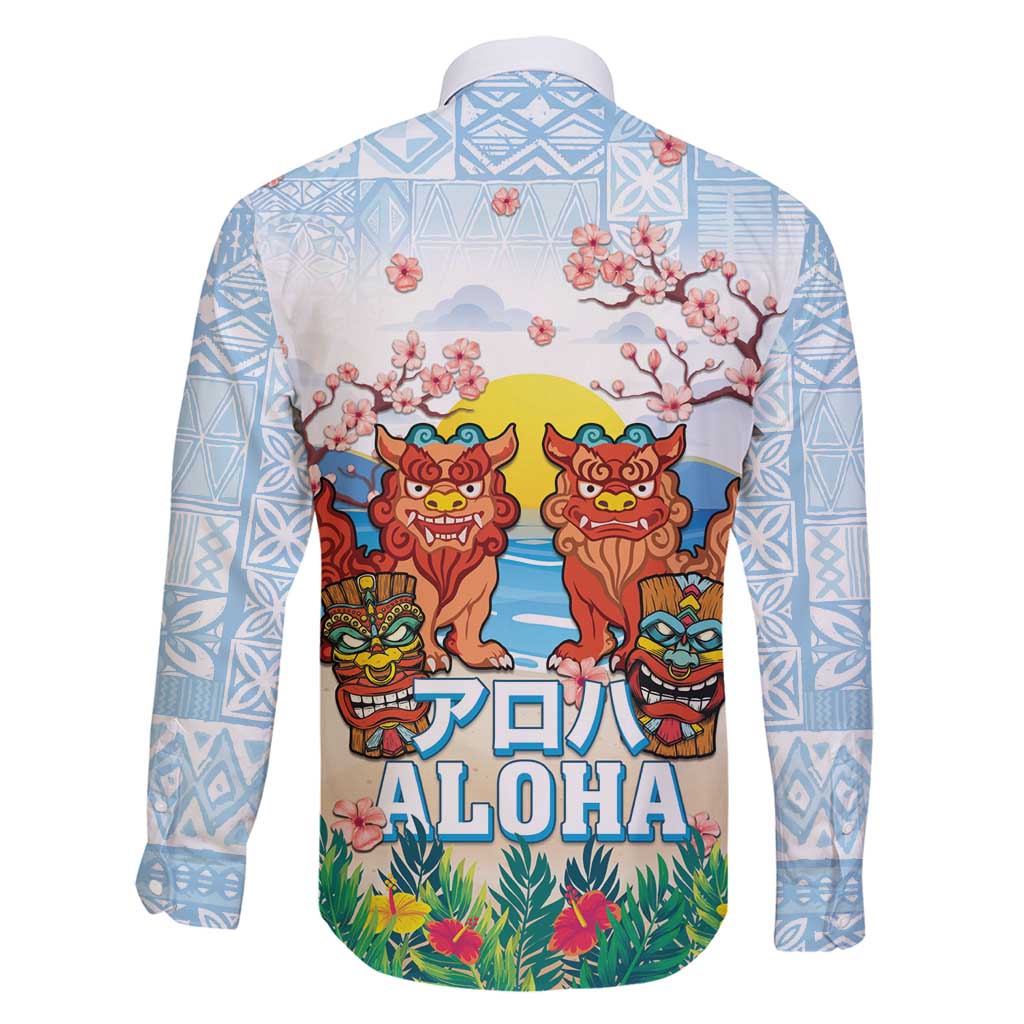 Hawaii And Japan Okinawa Family Matching Mermaid Dress and Hawaiian Shirt Aloha Gozaimasu Tiki With Shisa