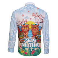 Hawaii And Japan Okinawa Family Matching Puletasi and Hawaiian Shirt Aloha Gozaimasu Tiki With Shisa LT05 - Polynesian Pride