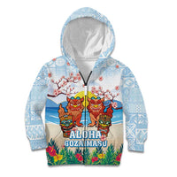Hawaii And Japan Okinawa Kid Hoodie Aloha Gozaimasu Tiki With Shisa
