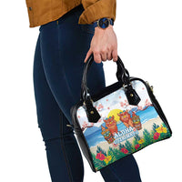 Hawaii And Japan Okinawa Shoulder Handbag Aloha Gozaimasu Tiki With Shisa LT05 - Polynesian Pride
