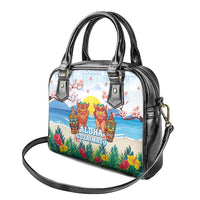Hawaii And Japan Okinawa Shoulder Handbag Aloha Gozaimasu Tiki With Shisa LT05 - Polynesian Pride