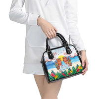 Hawaii And Japan Okinawa Shoulder Handbag Aloha Gozaimasu Tiki With Shisa LT05 - Polynesian Pride