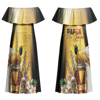 Papua New Guinea Couples Matching Off Shoulder Maxi Dress and Long Sleeve Button Shirt Independence Day Unique Style LT05 - Polynesian Pride