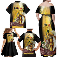 Papua New Guinea Family Matching Off Shoulder Maxi Dress and Hawaiian Shirt 50 Years Of Independence LT05 - Polynesian Pride