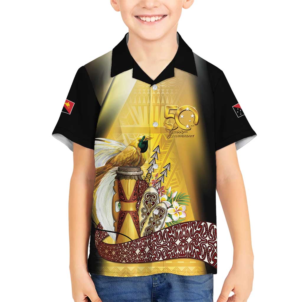 Papua New Guinea Family Matching Puletasi and Hawaiian Shirt 50 Years Of Independence LT05 Son's Shirt Gold - Polynesian Pride