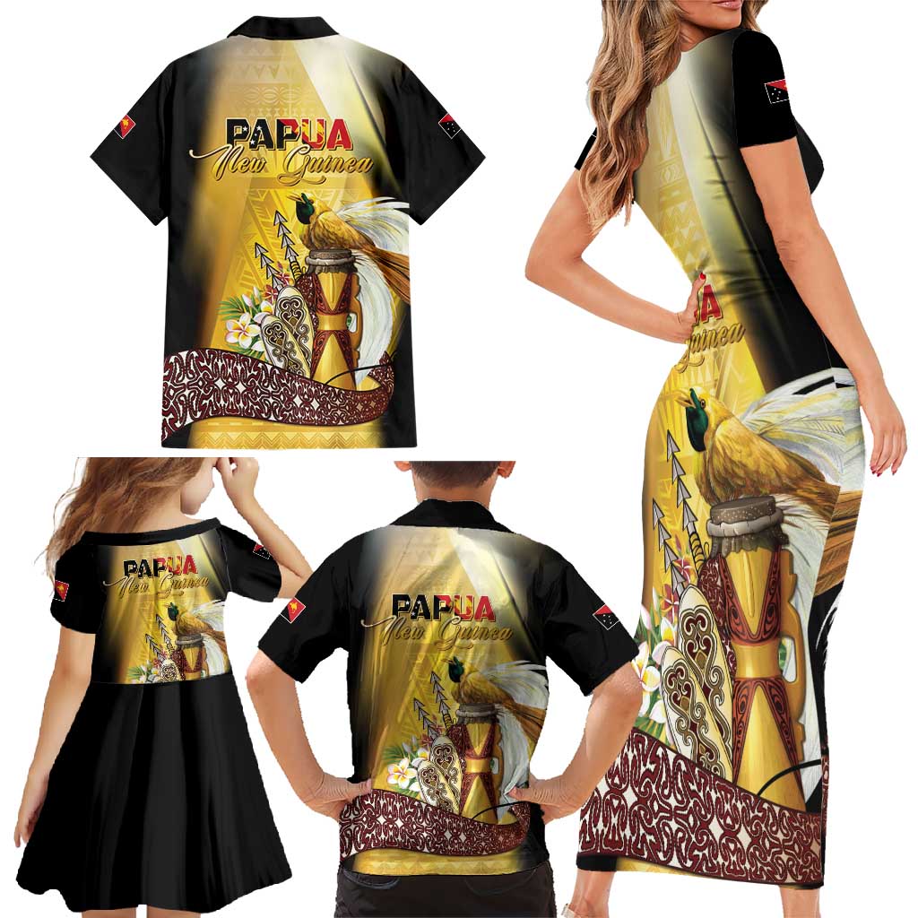 Papua New Guinea Family Matching Short Sleeve Bodycon Dress and Hawaiian Shirt 50 Years Of Independence LT05 - Polynesian Pride