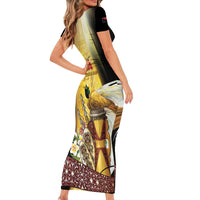 Papua New Guinea Family Matching Short Sleeve Bodycon Dress and Hawaiian Shirt 50 Years Of Independence LT05 - Polynesian Pride
