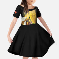 Papua New Guinea Family Matching Summer Maxi Dress and Hawaiian Shirt 50 Years Of Independence LT05 Daughter's Dress Gold - Polynesian Pride