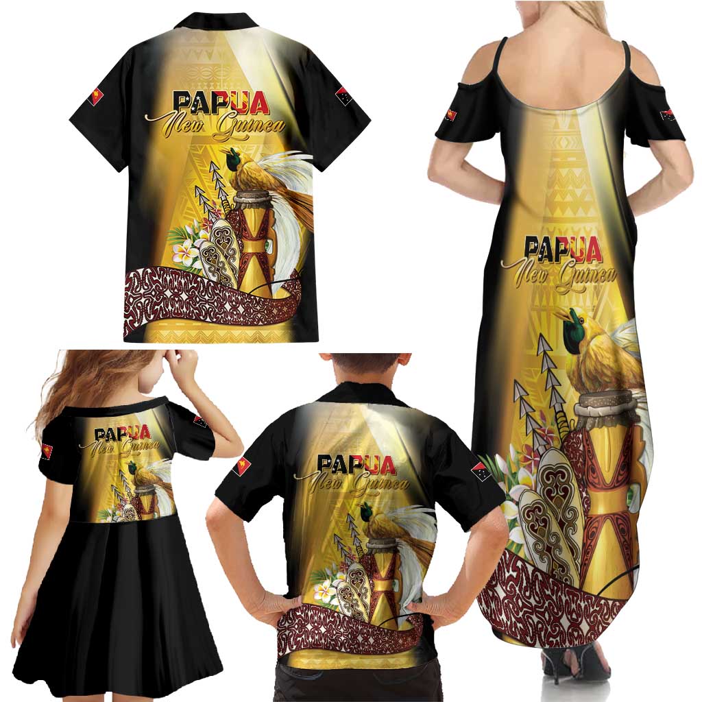 Papua New Guinea Family Matching Summer Maxi Dress and Hawaiian Shirt 50 Years Of Independence LT05 - Polynesian Pride