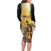 Papua New Guinea Long Sleeve Bodycon Dress 50 Years Of Independence LT05 - Polynesian Pride