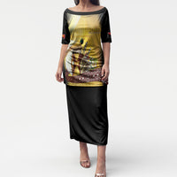 Papua New Guinea Puletasi Independence Day Unique Style LT05 Long Dress Gold - Polynesian Pride