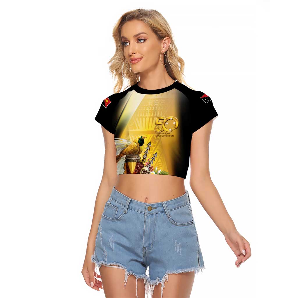 Papua New Guinea Raglan Cropped T Shirt 50 Years Of Independence - Polynesian Pride