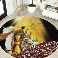 Papua New Guinea Round Carpet Independence Day Unique Style LT05 Gold - Polynesian Pride