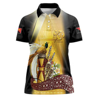 Papua New Guinea Women Polo Shirt 50 Years Of Independence LT05 Female Gold - Polynesian Pride