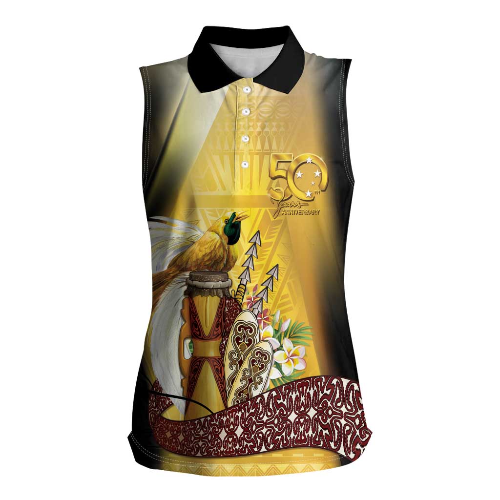 Papua New Guinea Women Sleeveless Polo Shirt 50 Years Of Independence - Polynesian Pride