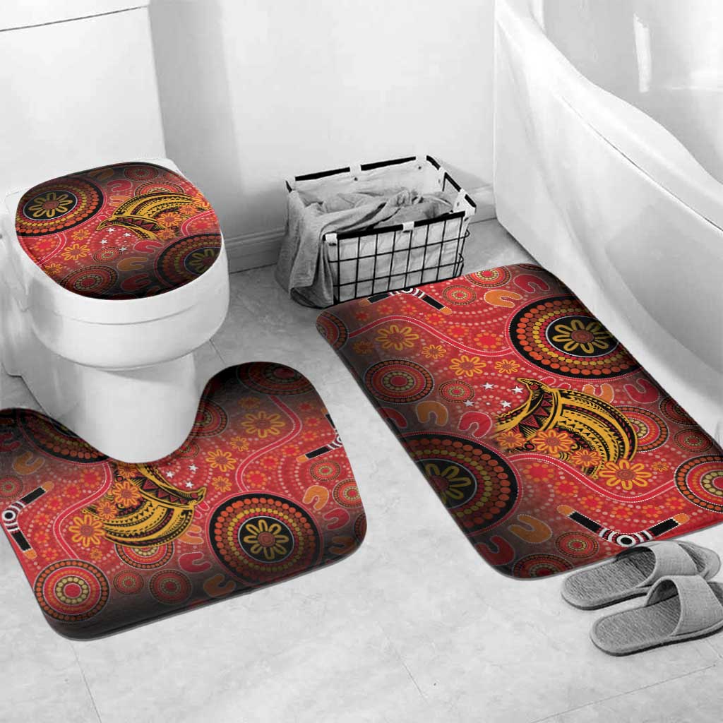 Papua New Guinea Bathroom Set Birds Of Paradise With Aboriginal Pattern - Polynesian Pride