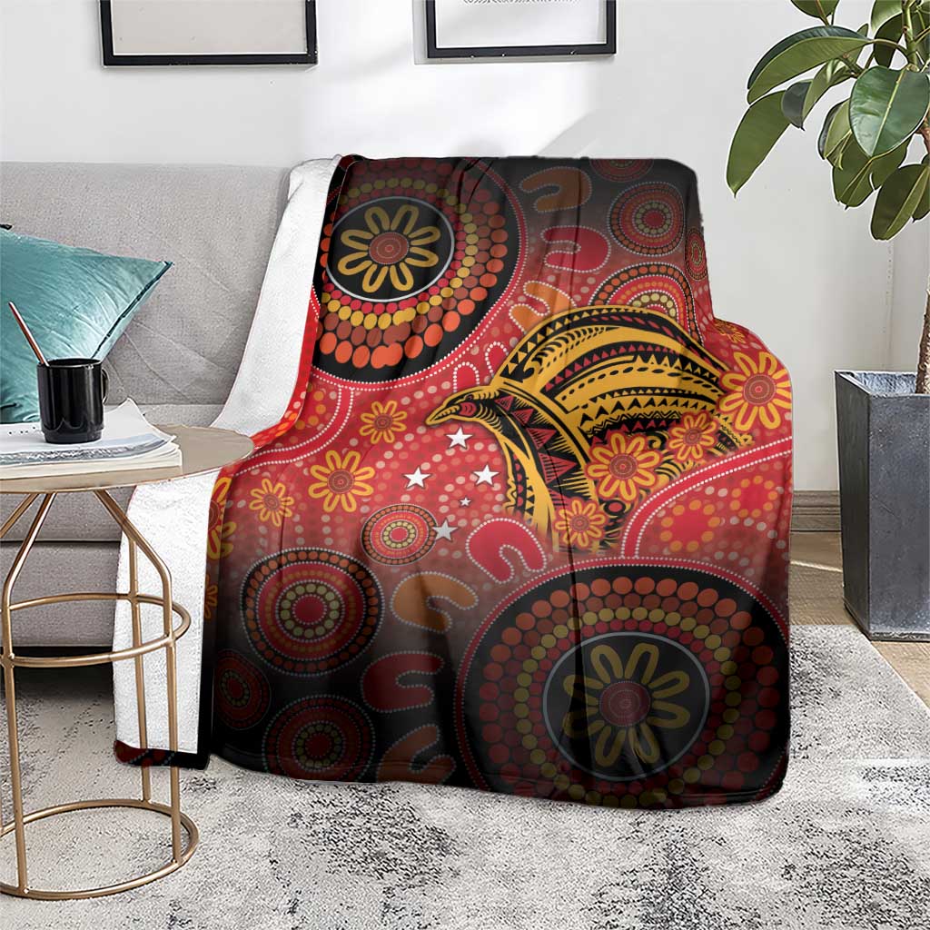 Papua New Guinea Blanket Birds Of Paradise With Aboriginal Pattern - Polynesian Pride