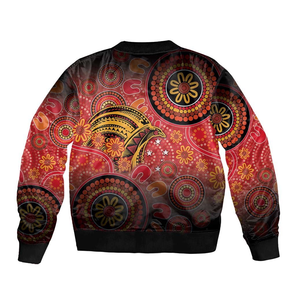 Papua New Guinea Bomber Jacket Birds Of Paradise With Aboriginal Pattern - Polynesian Pride