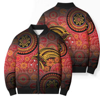 Papua New Guinea Bomber Puffer Jacket Birds Of Paradise With Aboriginal Pattern - Polynesian Pride