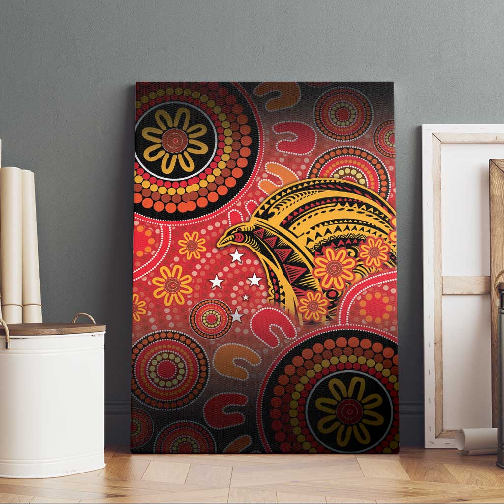 Papua New Guinea Canvas Wall Art Birds Of Paradise With Aboriginal Pattern - Polynesian Pride
