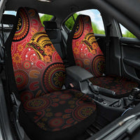 Papua New Guinea Car Seat Cover Birds Of Paradise With Aboriginal Pattern - Polynesian Pride