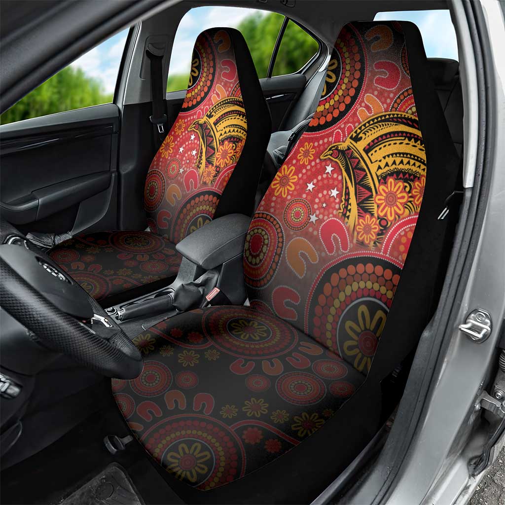 Papua New Guinea Car Seat Cover Birds Of Paradise With Aboriginal Pattern - Polynesian Pride