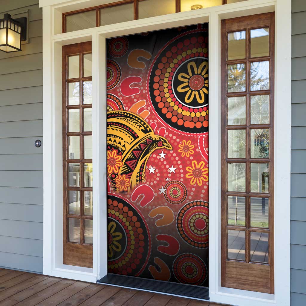 Papua New Guinea Door Cover Birds Of Paradise With Aboriginal Pattern - Polynesian Pride