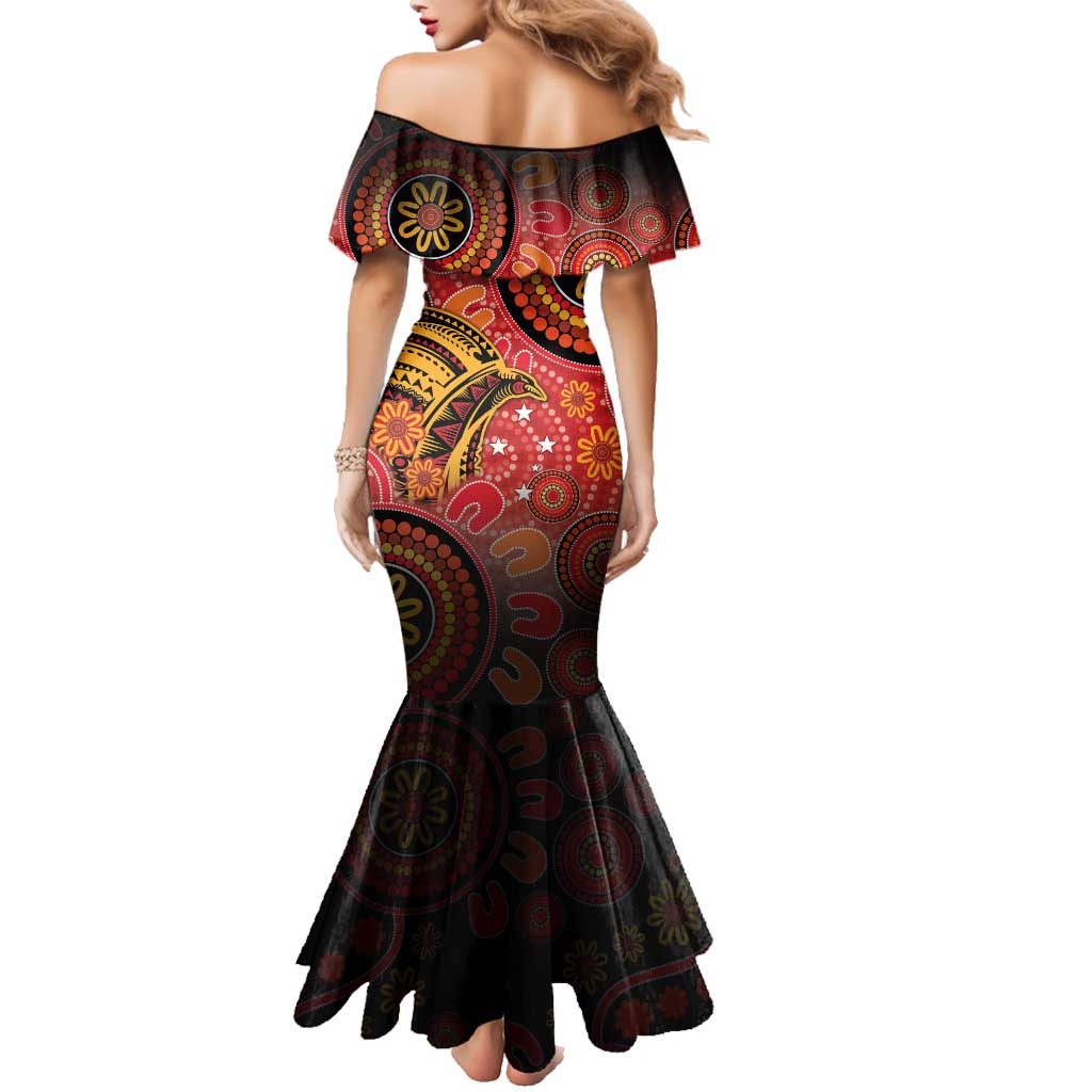 Papua New Guinea Family Matching Mermaid Dress and Hawaiian Shirt Birds Of Paradise With Aboriginal Pattern - Polynesian Pride