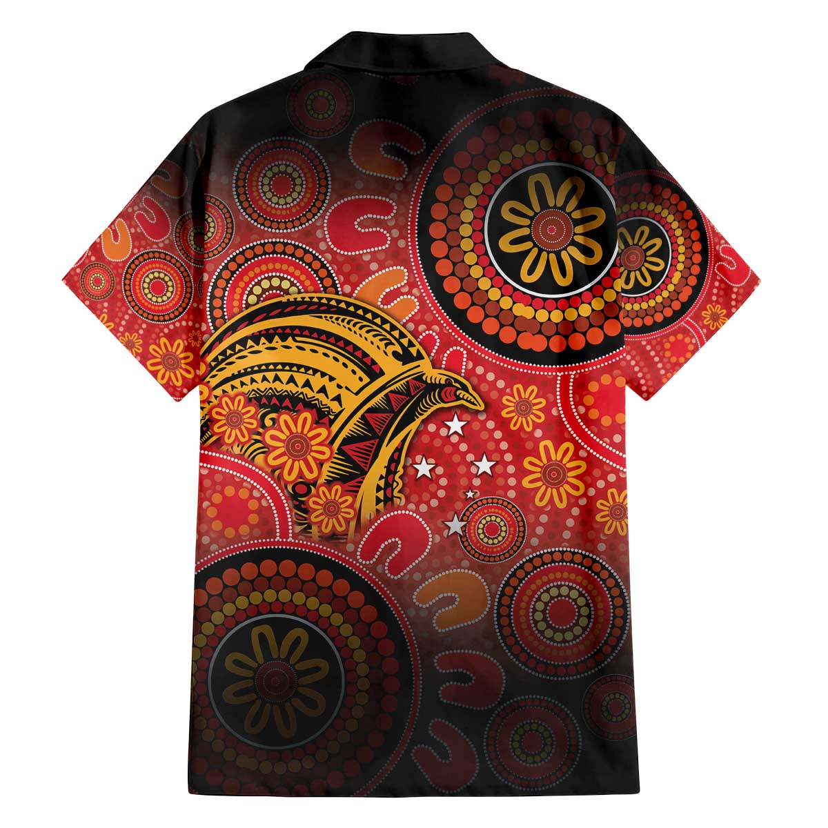 Papua New Guinea Family Matching Off The Shoulder Long Sleeve Dress and Hawaiian Shirt Birds Of Paradise With Aboriginal Pattern - Polynesian Pride