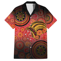 Papua New Guinea Family Matching Puletasi and Hawaiian Shirt Birds Of Paradise With Aboriginal Pattern LT05 Dad's Shirt - Short Sleeve Red - Polynesian Pride