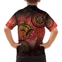 Papua New Guinea Family Matching Tank Maxi Dress and Hawaiian Shirt Birds Of Paradise With Aboriginal Pattern - Polynesian Pride