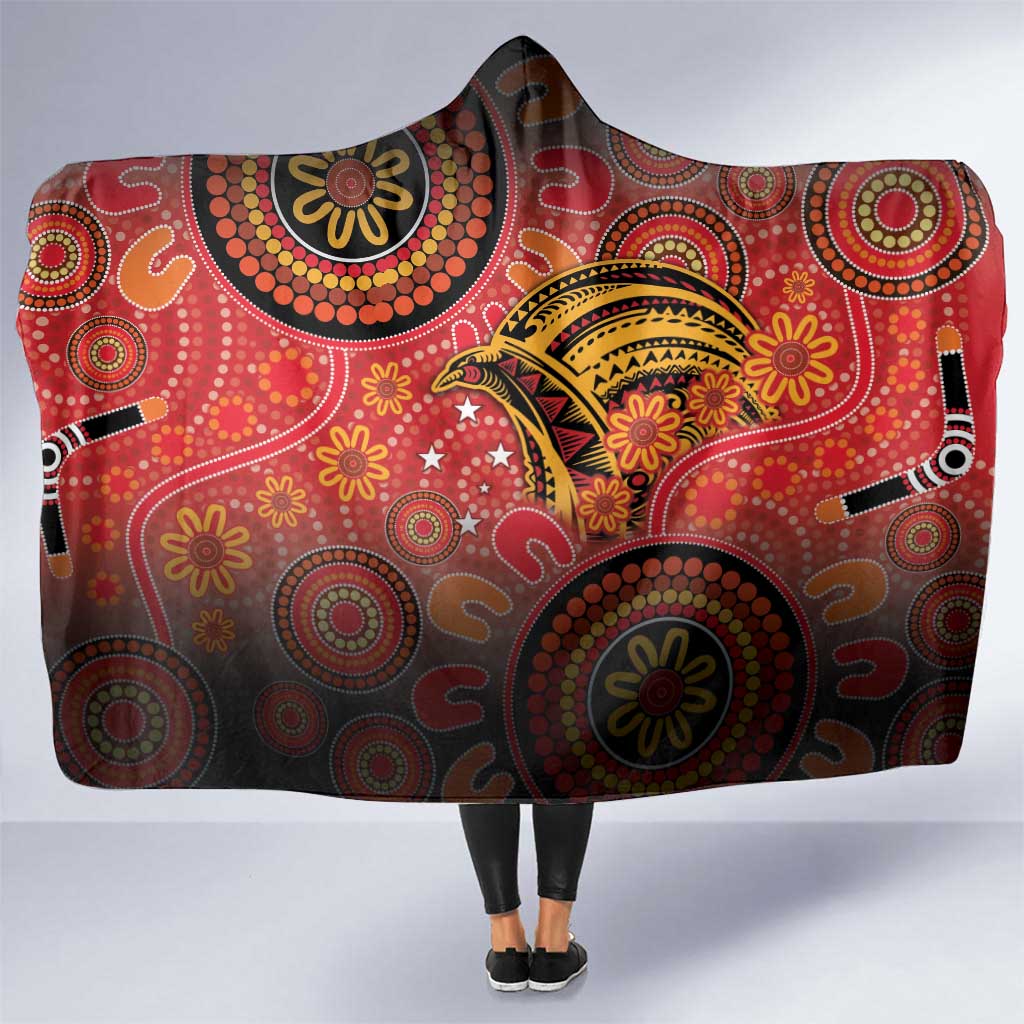 Papua New Guinea Hooded Blanket Birds Of Paradise With Aboriginal Pattern - Polynesian Pride
