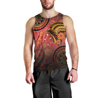 Papua New Guinea Men Tank Top Birds Of Paradise With Aboriginal Pattern - Polynesian Pride