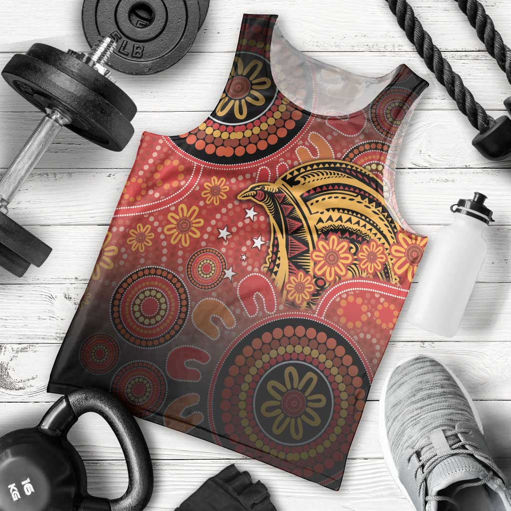 Papua New Guinea Men Tank Top Birds Of Paradise With Aboriginal Pattern - Polynesian Pride