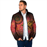 Papua New Guinea Padded Jacket Birds Of Paradise With Aboriginal Pattern - Polynesian Pride