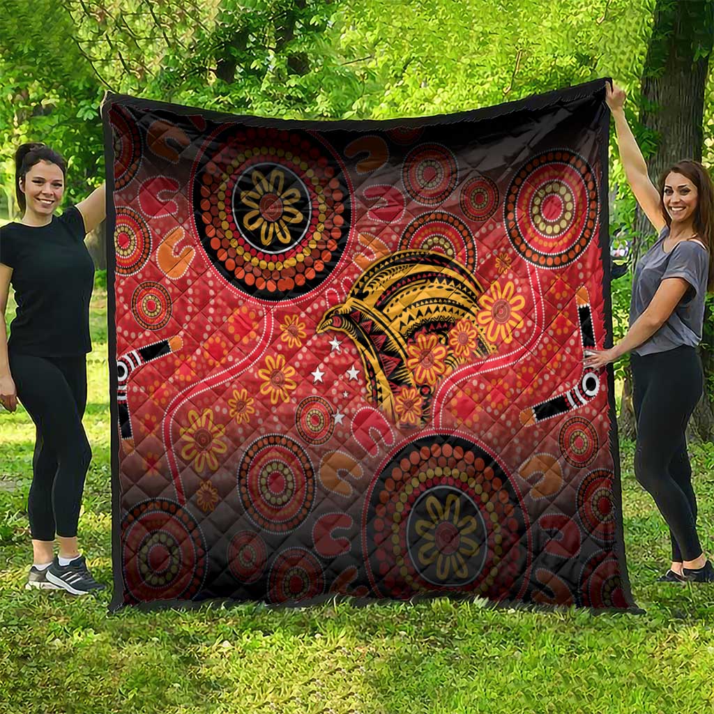 Papua New Guinea Quilt Birds Of Paradise With Aboriginal Pattern - Polynesian Pride