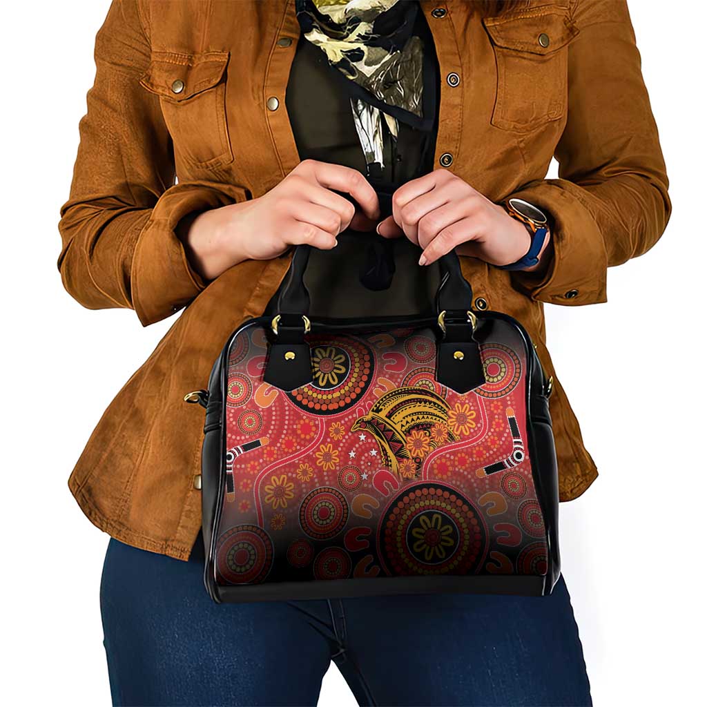 Papua New Guinea Shoulder Handbag Birds Of Paradise With Aboriginal Pattern - Polynesian Pride