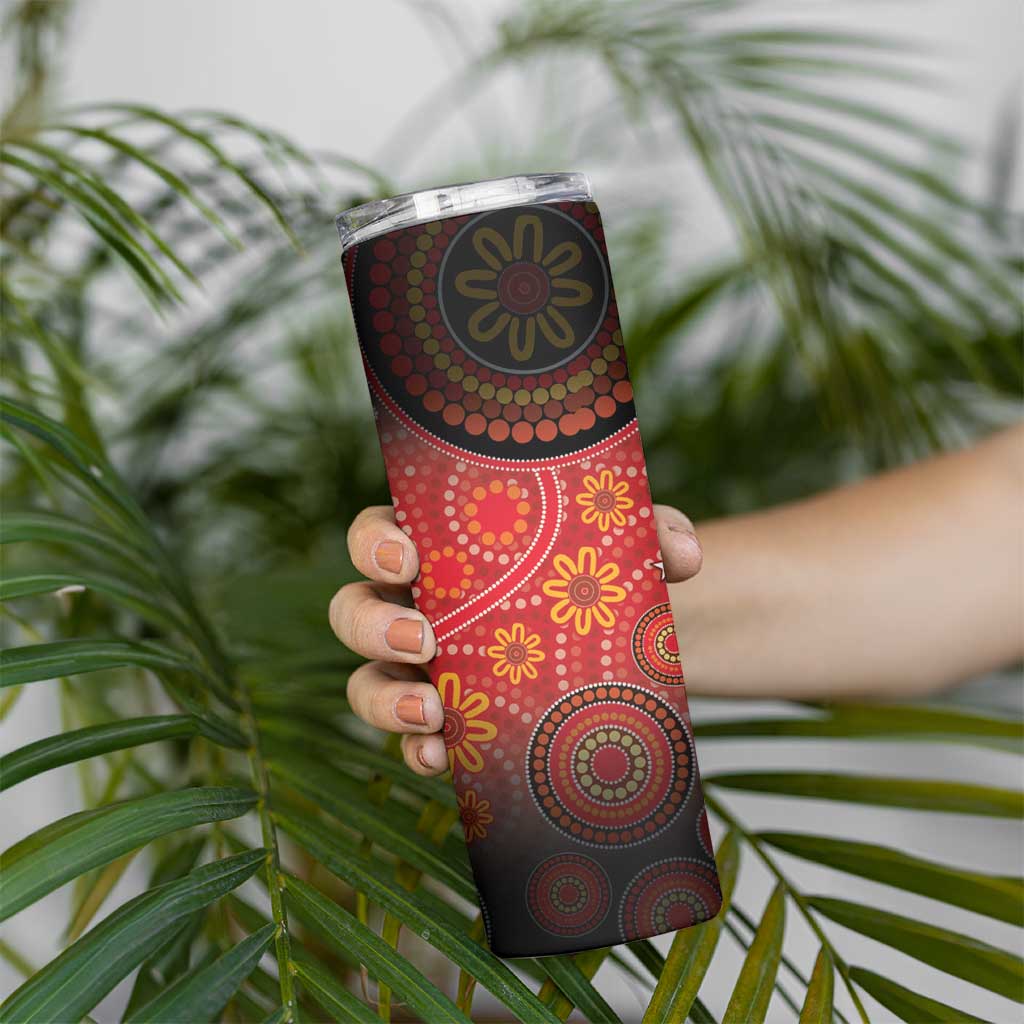 Papua New Guinea Skinny Tumbler Birds Of Paradise With Aboriginal Pattern - Polynesian Pride