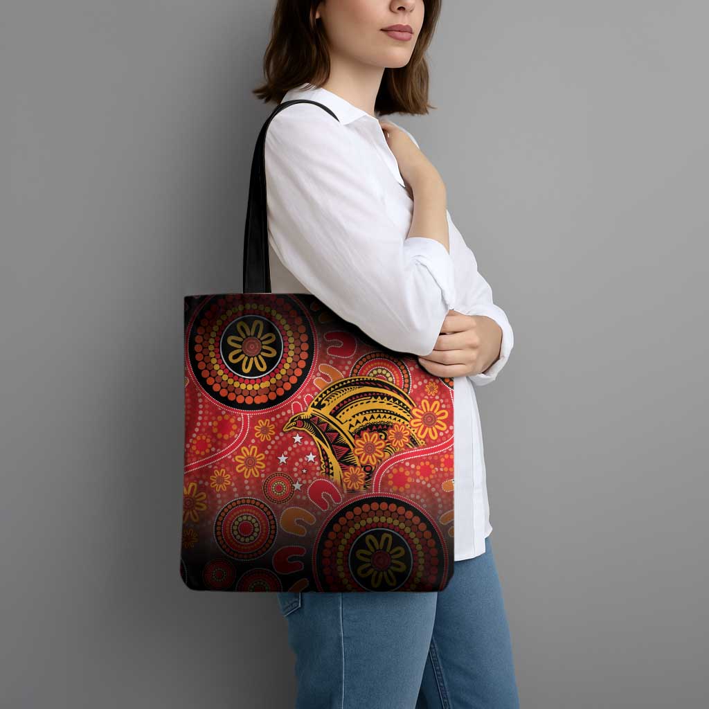 Papua New Guinea Tote Bag Birds Of Paradise With Aboriginal Pattern LT05 - Polynesian Pride