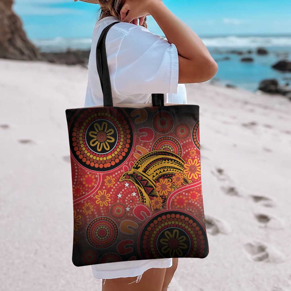 Papua New Guinea Tote Bag Birds Of Paradise With Aboriginal Pattern LT05 - Polynesian Pride