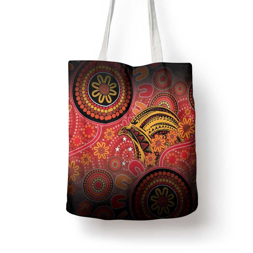 Papua New Guinea Tote Bag Birds Of Paradise With Aboriginal Pattern LT05 - Polynesian Pride