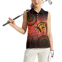 Papua New Guinea Women Sleeveless Polo Shirt Birds Of Paradise With Aboriginal Pattern LT05 - Polynesian Pride
