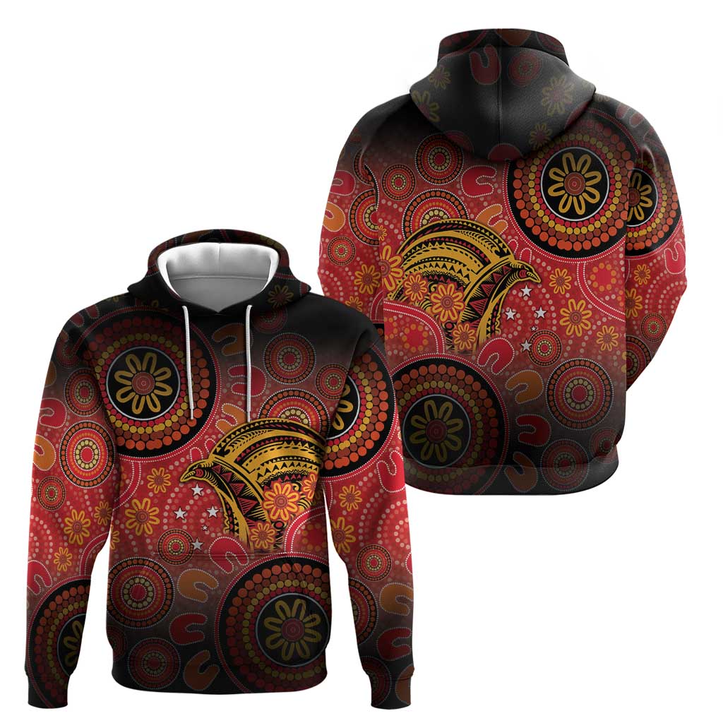 Papua New Guinea Zip Hoodie Birds Of Paradise With Aboriginal Pattern - Polynesian Pride
