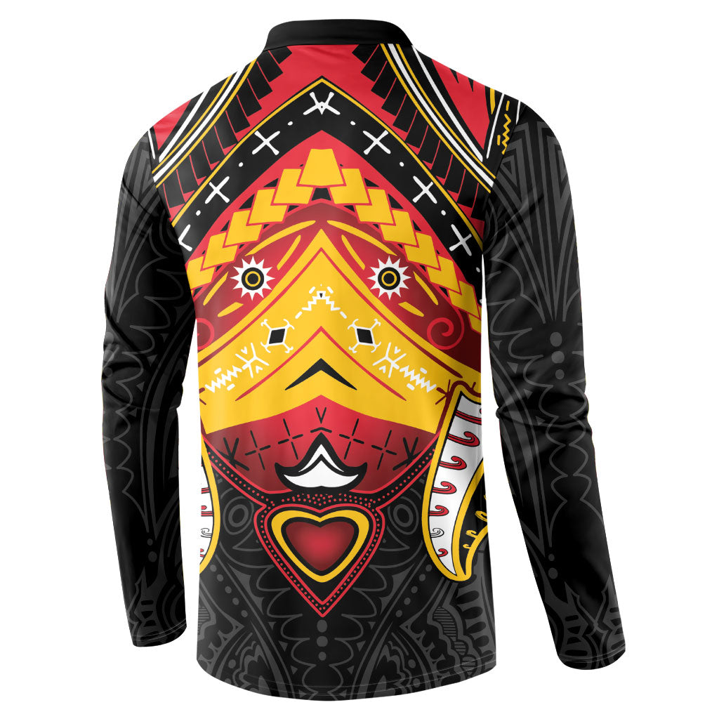 Papua New Guinea Independence Day Button Sweatshirt Tribal Mask LT05 - Polynesian Pride