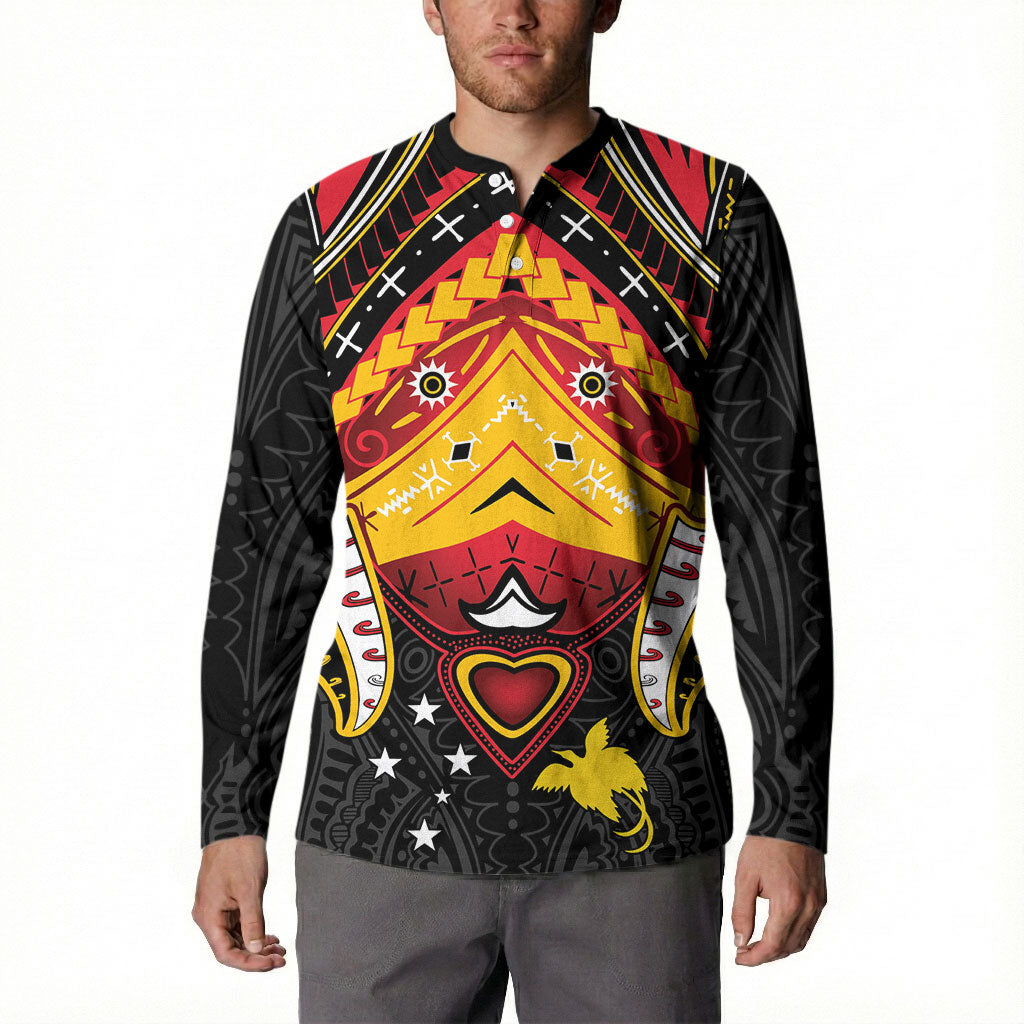 Papua New Guinea Independence Day Button Sweatshirt Tribal Mask LT05 - Polynesian Pride